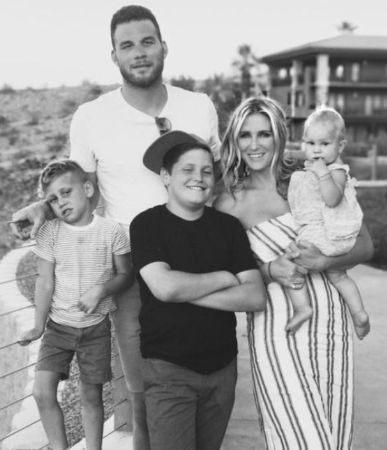 Blake Griffin and Brynn Cameron with Finley Elaine Griffin and her brothers